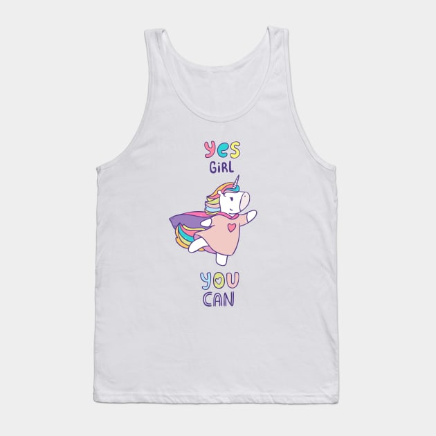 Unicorn. Yes Girl You Can Tank Top by Olya Yatsenko